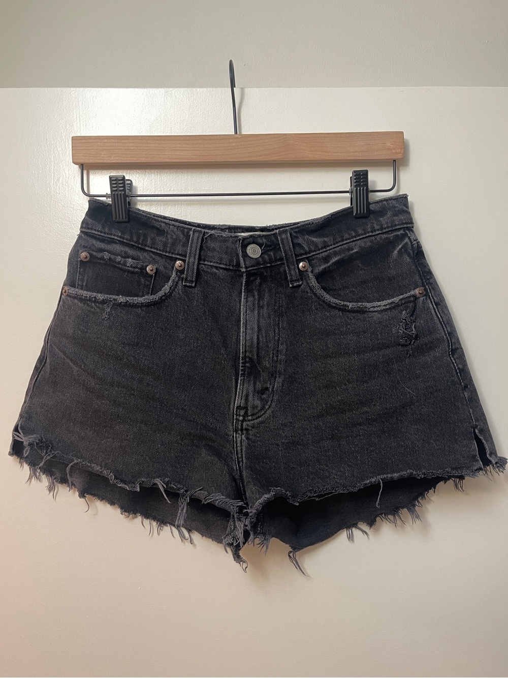 Abercrombie and Fitch - The Mom Shorts - High Rise Curve Love Gray Denim Shorts